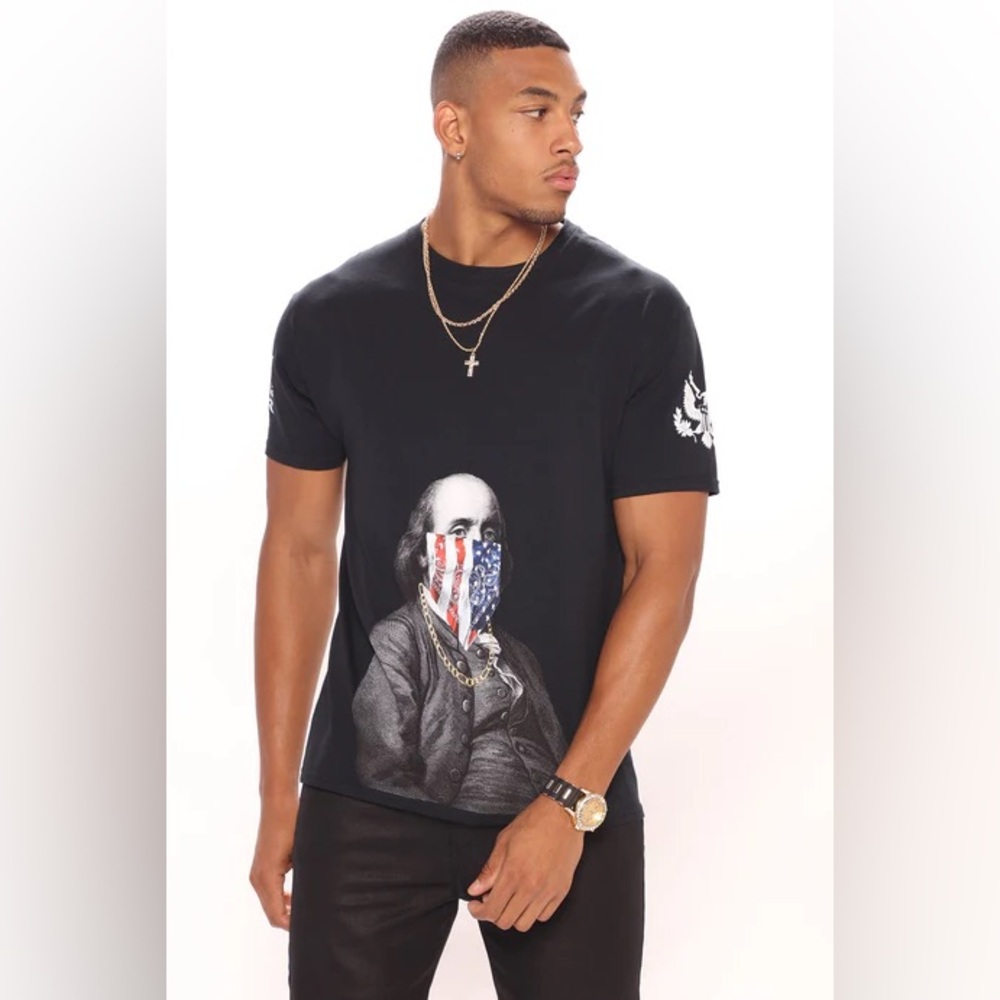 Black Graphic T-Shirt - Patriot- Sz Large